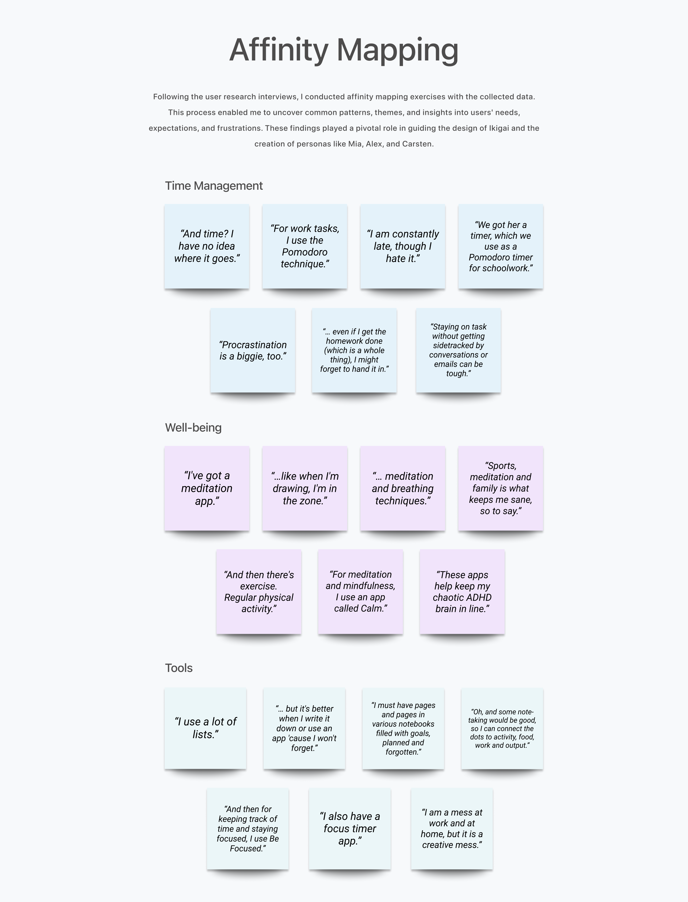 ikigai case study affinity mapping