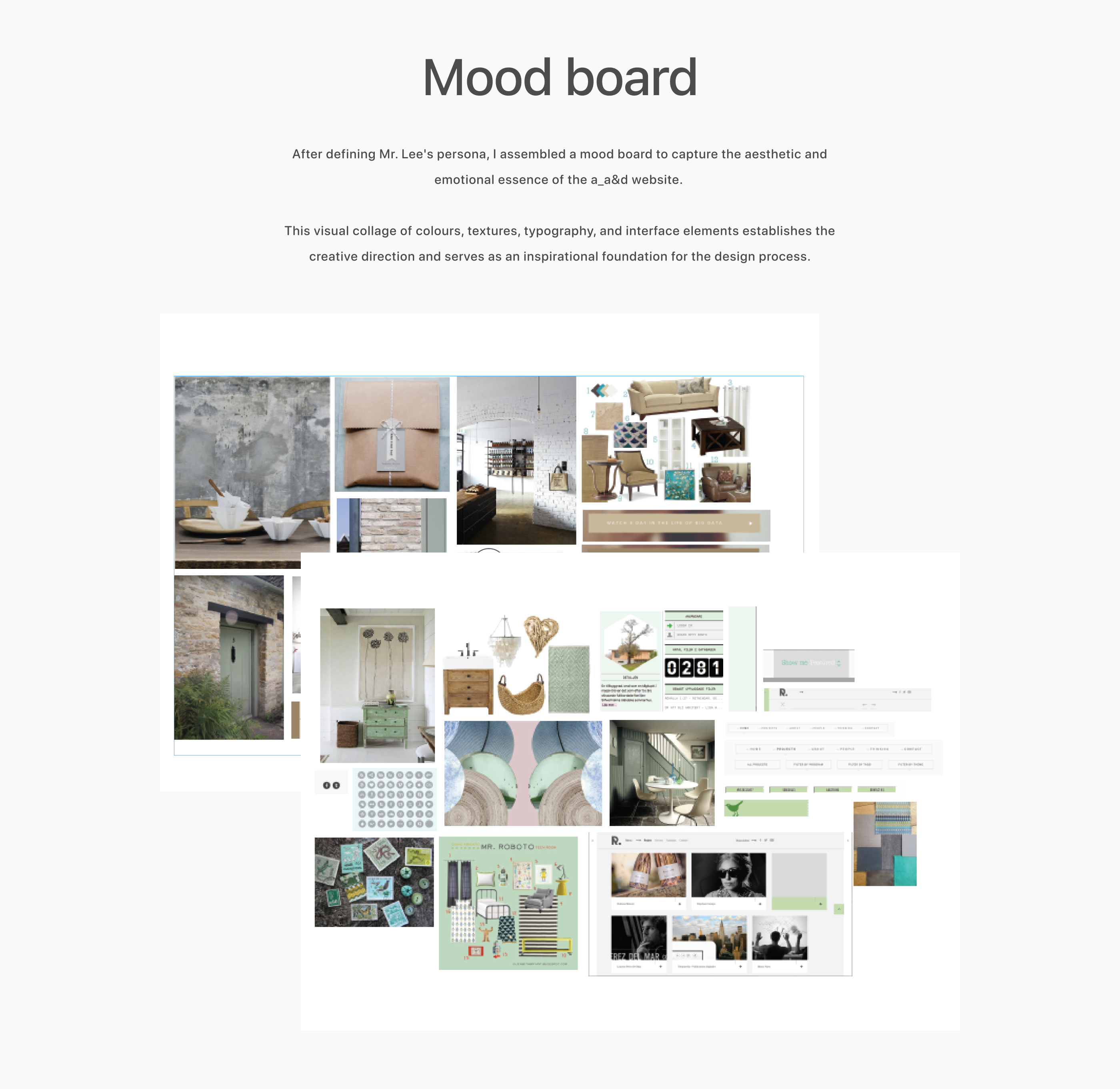 UX Case Study a_a&d Mood Board
