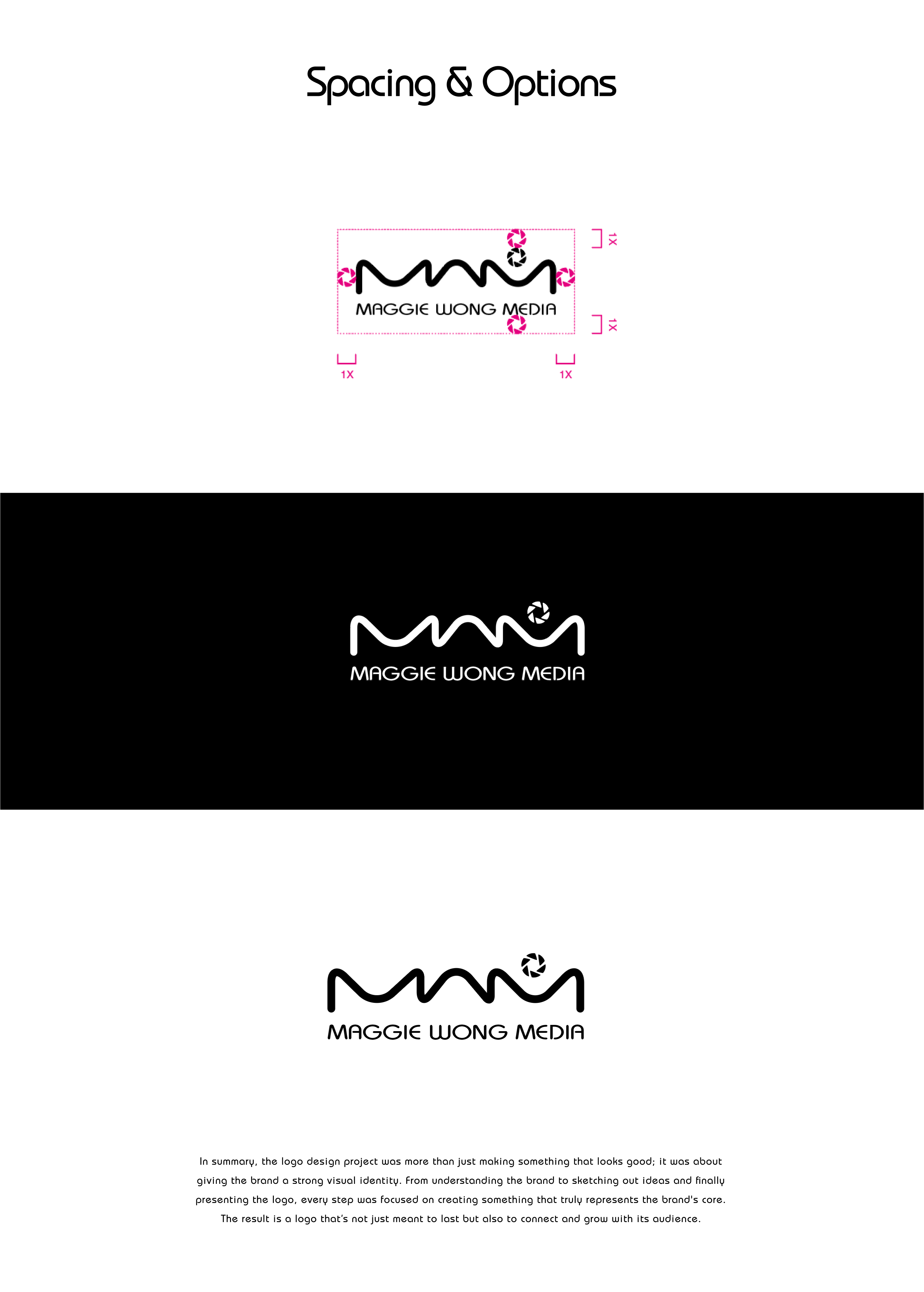 Maggie Wong Media Logo Design Case Study Project Spacing and Options
