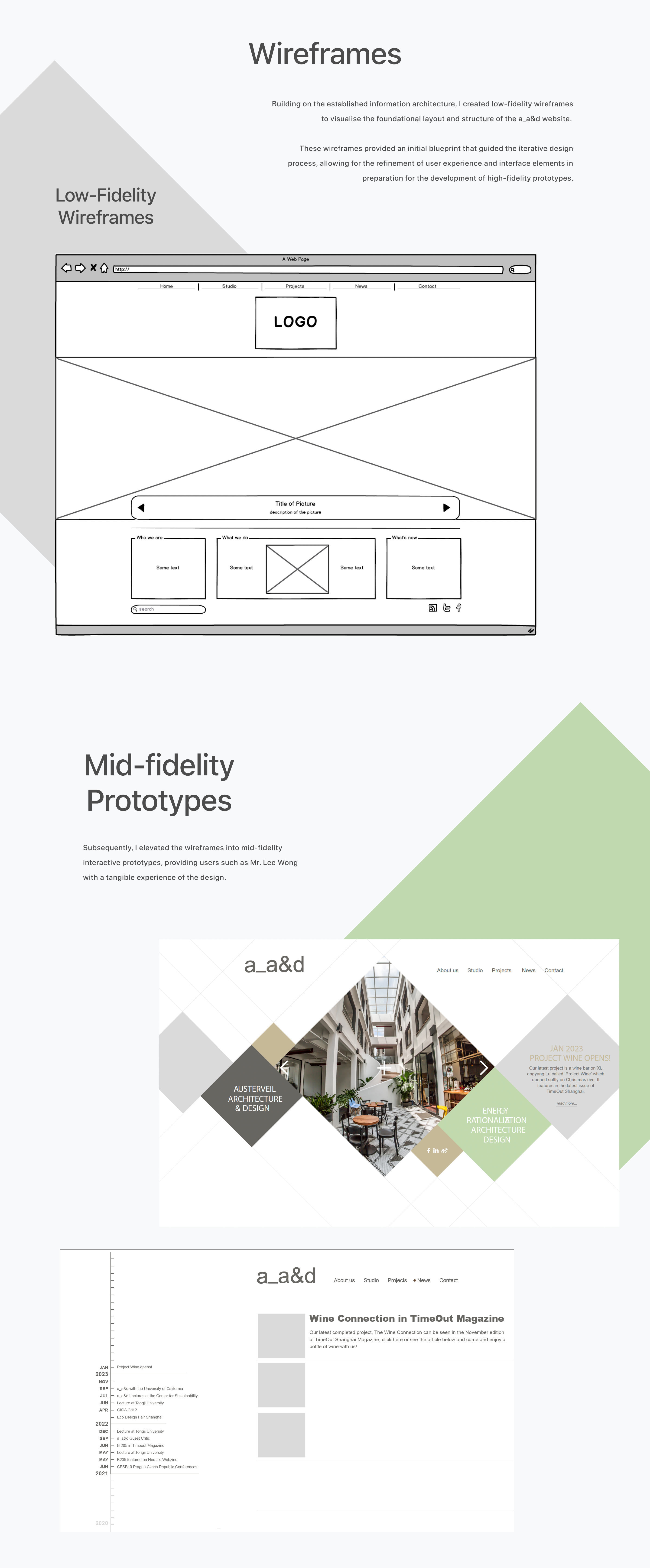 UX Case Study a_a&d Wireframes