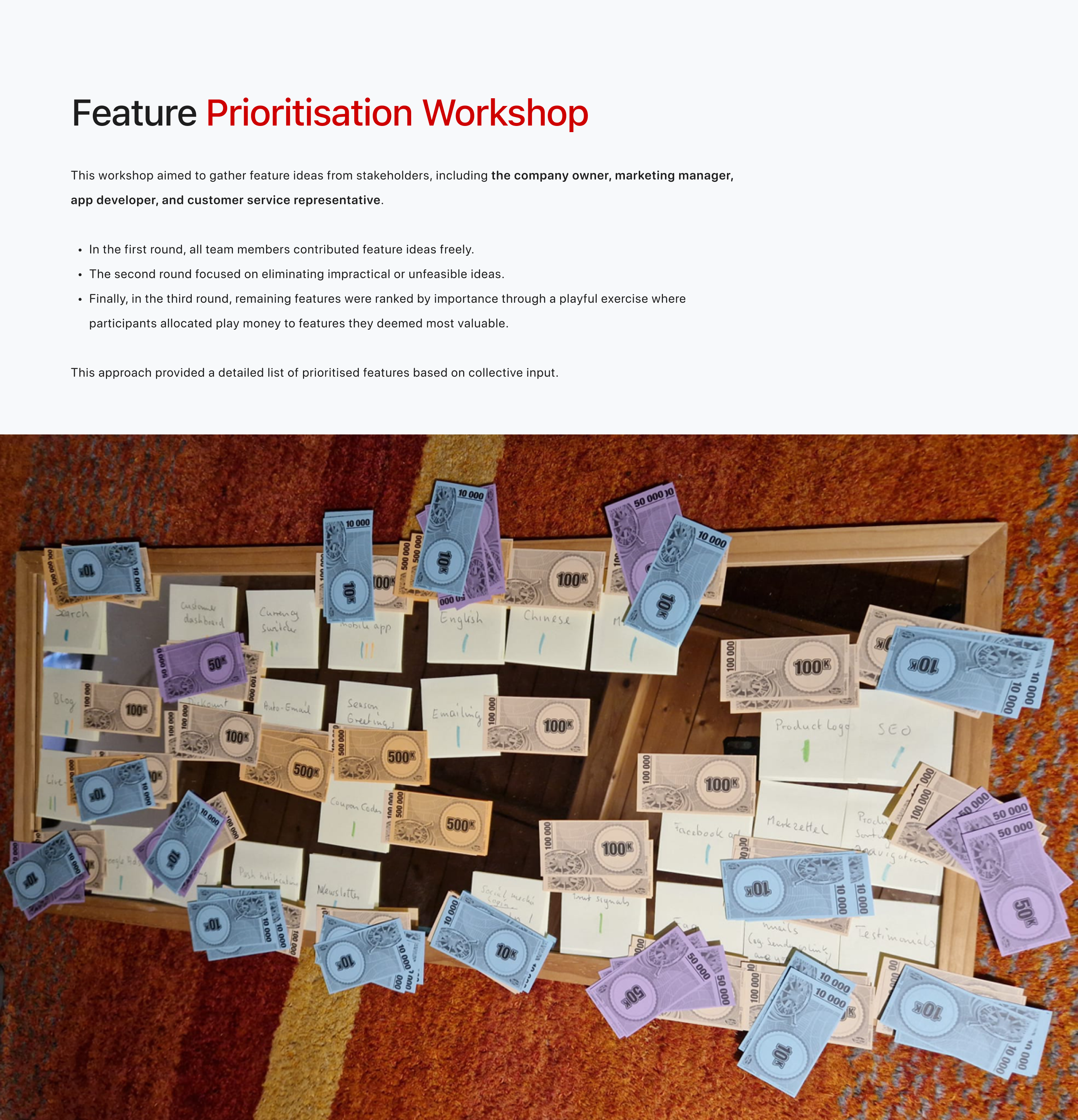 Feature Priorisation Workshop UX Desing Case Study MW Derma Solutions by Carsten Warga